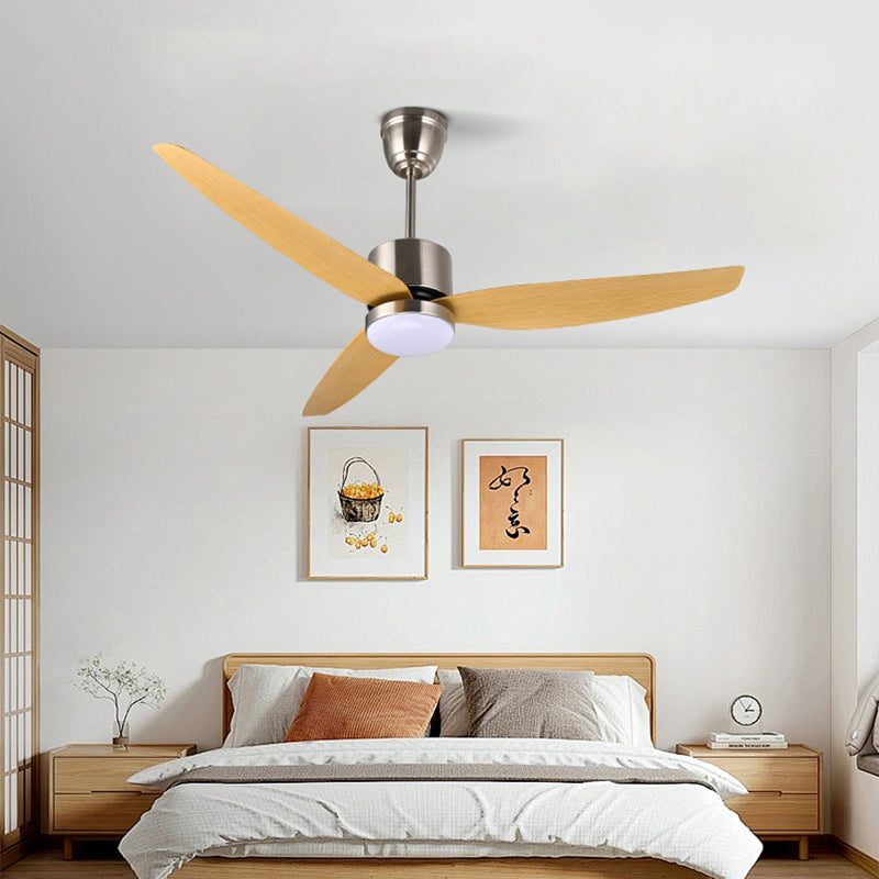 Contemporary Scandinavian Iron ABS Acrylic Round LED Semi-Flush Mount Ceiling Fan Light For Bedroom
