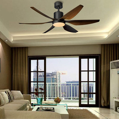 Contemporary Industrial ABS Acrylic Copper Cylindrical Round LED Semi-Flush Mount Ceiling Fan Light For Living Room