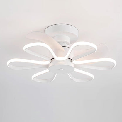 Modern Minimalist ABS Iron Fan-Shaped Round LED Downrods Ceiling Fan Light For Bedroom
