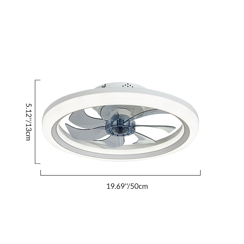Contemporary Scandinavian Iron Acrylic ABS Round LED Semi-Flush Mount Ceiling Fan Light For Bedroom