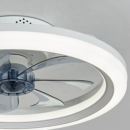 Contemporary Scandinavian Iron Acrylic ABS Round LED Semi-Flush Mount Ceiling Fan Light For Bedroom