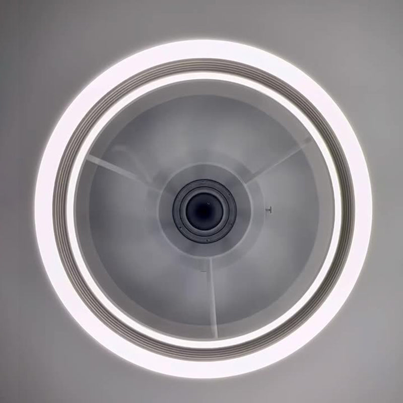 Contemporary Scandinavian Iron Acrylic ABS Round LED Semi-Flush Mount Ceiling Fan Light For Bedroom