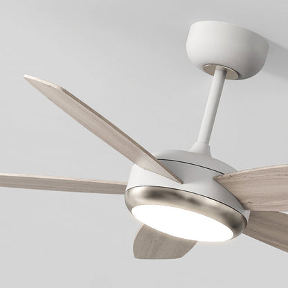 Contemporary Creative Wood Iron Rectangular Edge LED Semi-Flush Mount Ceiling Fan Light For Living Room
