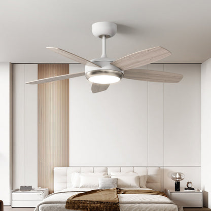 Contemporary Creative Wood Iron Rectangular Edge LED Semi-Flush Mount Ceiling Fan Light For Living Room