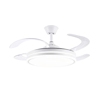 Modern Minimalist Metal Acrylic Conical Round LED Semi-Flush Mount Ceiling Fan Light For Living Room