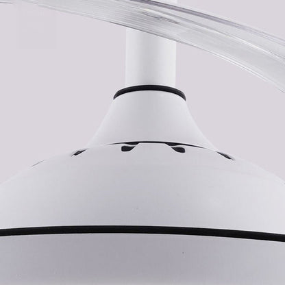 Modern Minimalist Metal Acrylic Conical Round LED Semi-Flush Mount Ceiling Fan Light For Living Room