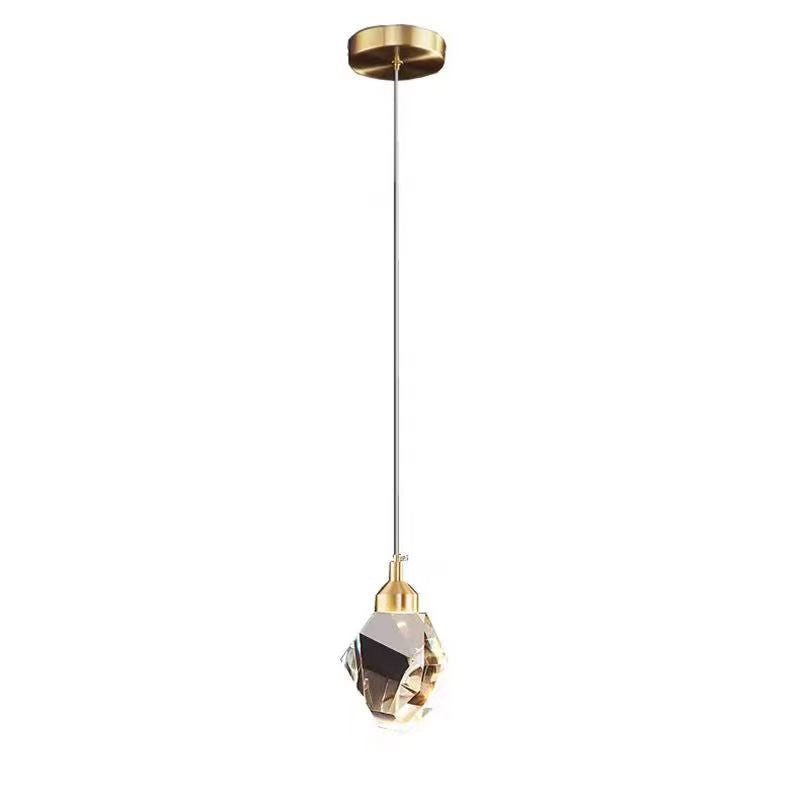 Crystal cube pendant light full product view, iron and crystal build — Casa Norex