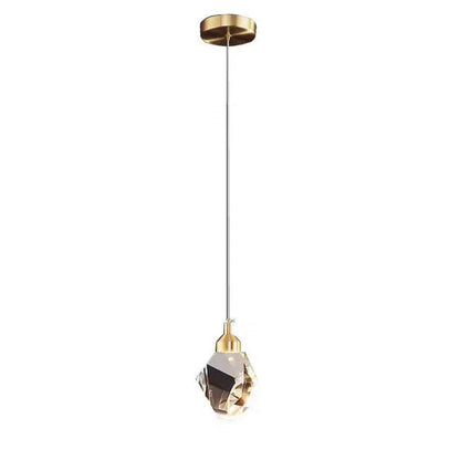Crystal cube pendant light full product view, iron and crystal build — Casa Norex
