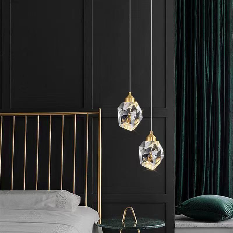 Crystal cube pendant light illuminated, warm light 3000K — Casa Norex