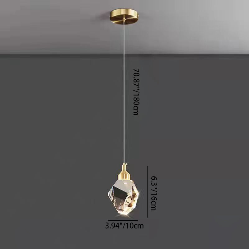 Crystal cube pendant light in living room corner setting — Casa Norex