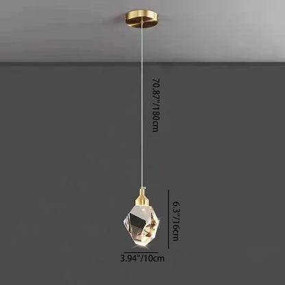 Crystal cube pendant light in living room corner setting — Casa Norex