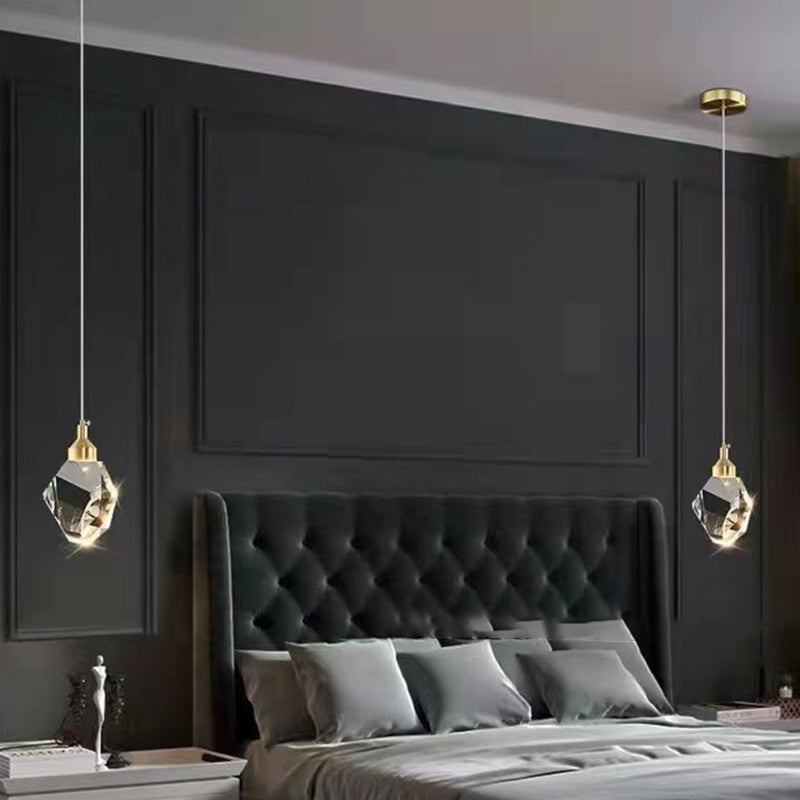 Crystal cube pendant light dimensions and iron frame detail — Casa Norex