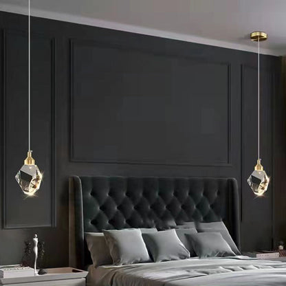Crystal cube pendant light dimensions and iron frame detail — Casa Norex