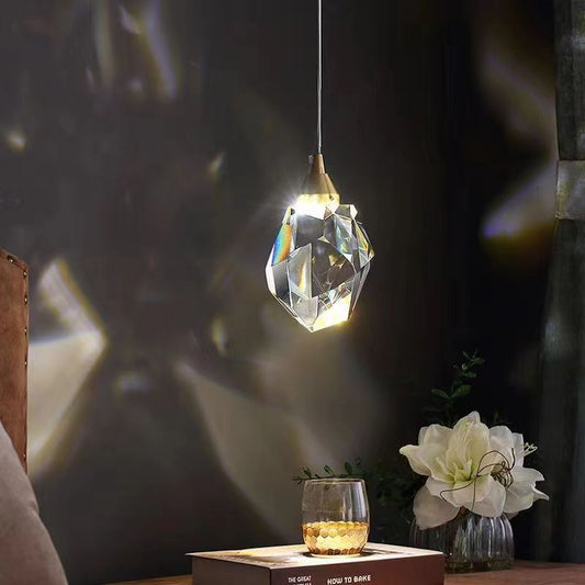 Crystal cube pendant light gold finish variant detail — Casa Norex