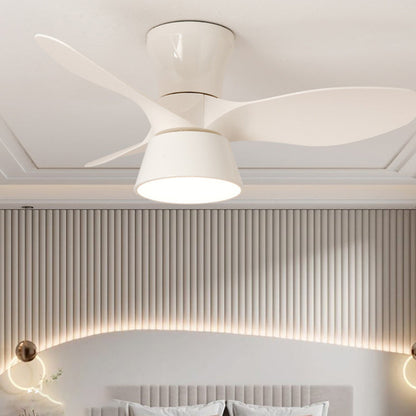 Modern Minimalist Round Acrylic Shade PVC Fan LED Semi-Flush Mount Ceiling Fan Light For Bedroom