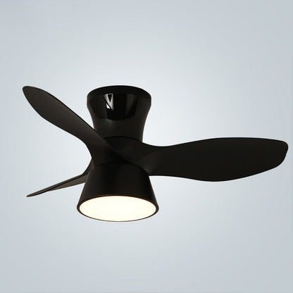 Modern Minimalist Round Acrylic Shade PVC Fan LED Semi-Flush Mount Ceiling Fan Light For Bedroom