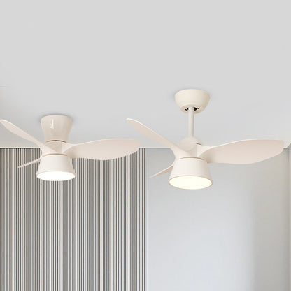 Modern Minimalist Round Acrylic Shade PVC Fan LED Semi-Flush Mount Ceiling Fan Light For Bedroom