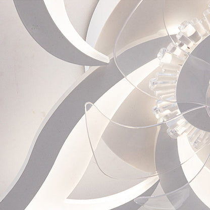 Contemporary Creative Aluminum Acrylic ABS Fan LED Flush Mount Ceiling Fan Light For Bedroom