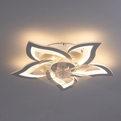 Contemporary Creative Aluminum Acrylic ABS Fan LED Flush Mount Ceiling Fan Light For Bedroom