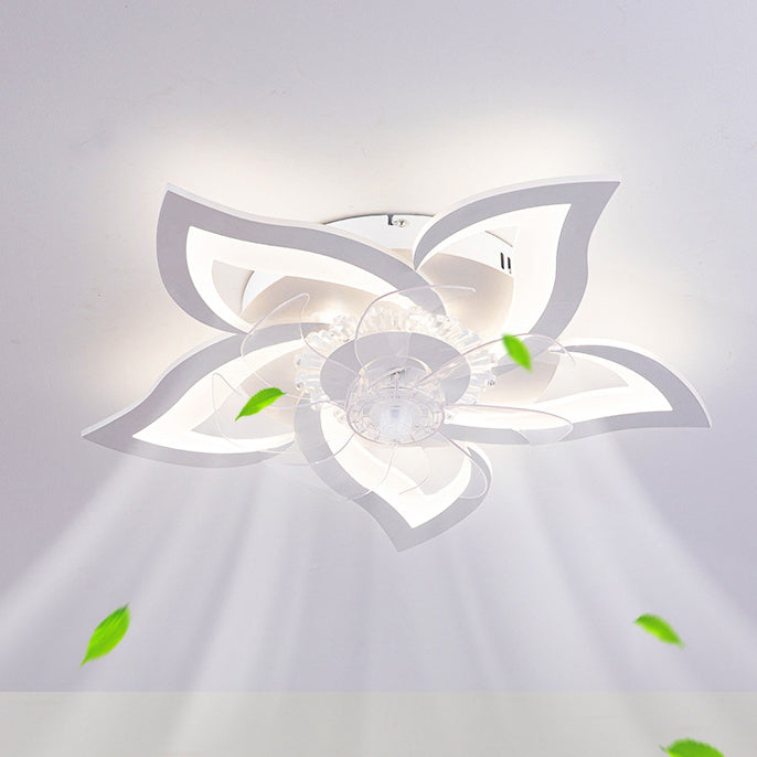 Contemporary Creative Aluminum Acrylic ABS Fan LED Flush Mount Ceiling Fan Light For Bedroom