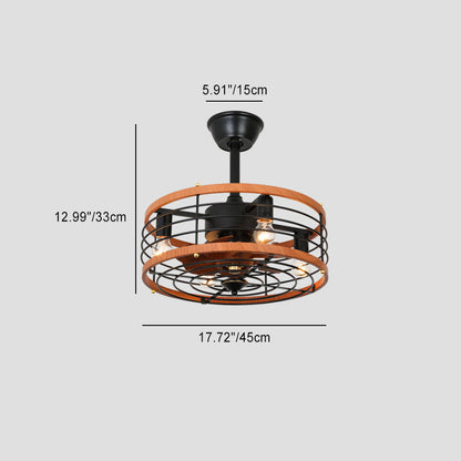 Traditional Farmhouse Iron Cylinder Frame ABS Fans 4-Light Downrods Ceiling Fan Light For Bedroom
