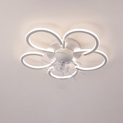 Modern Minimalist Flower Shape Round ABS Acrylic Iron LED Flush Mount Ceiling Fan Light For Bedroom