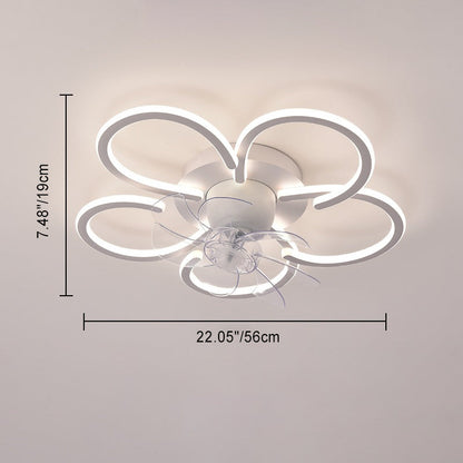 Modern Minimalist Flower Shape Round ABS Acrylic Iron LED Flush Mount Ceiling Fan Light For Bedroom