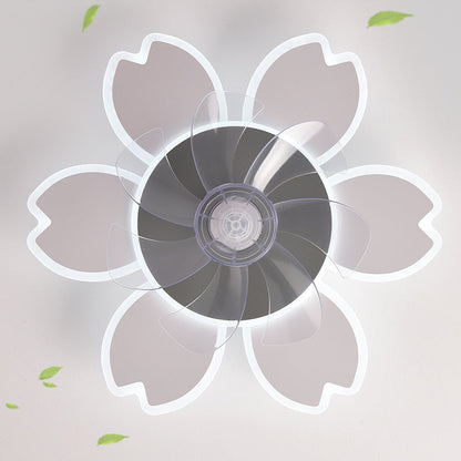 Modern Minimalist Flower Shape Round ABS Acrylic Iron LED Flush Mount Ceiling Fan Light For Bedroom
