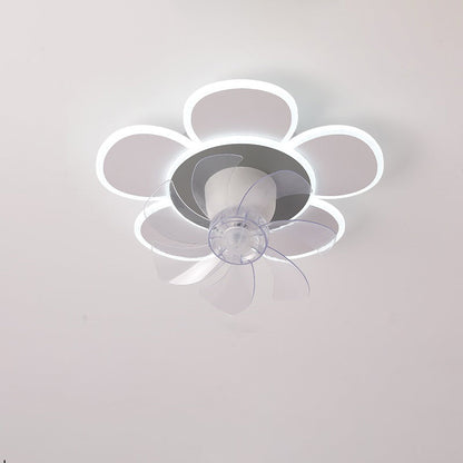 Modern Minimalist Flower Shape Round ABS Acrylic Iron LED Flush Mount Ceiling Fan Light For Bedroom