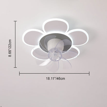 Modern Minimalist Flower Shape Round ABS Acrylic Iron LED Flush Mount Ceiling Fan Light For Bedroom
