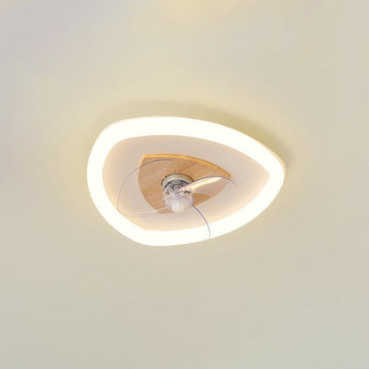 Modern Art Deco Triangle Pentagram Square PVC Aluminum LED Flush Mount Ceiling Fan Light For Bedroom