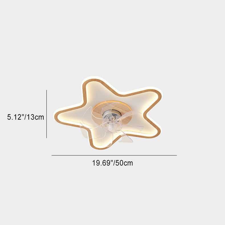 Modern Art Deco Triangle Pentagram Square PVC Aluminum LED Flush Mount Ceiling Fan Light For Bedroom