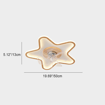Modern Art Deco Triangle Pentagram Square PVC Aluminum LED Flush Mount Ceiling Fan Light For Bedroom