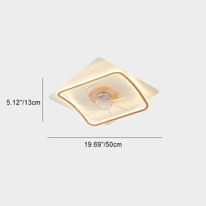 Modern Art Deco Triangle Pentagram Square PVC Aluminum LED Flush Mount Ceiling Fan Light For Bedroom