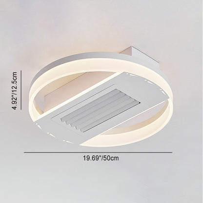 Modern Luxury Aluminum Iron Acrylic Round LED Semi-Flush Mount Leafless Ceiling Fan Light For Bedroom