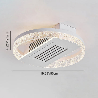 Modern Luxury Aluminum Iron Acrylic Round LED Semi-Flush Mount Leafless Ceiling Fan Light For Bedroom