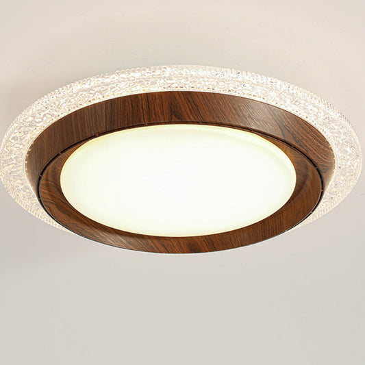 Contemporary Retro Hardware ABS PC Acrylic Round Lace LED Flush Mount Ceiling Fan Light For Bedroom