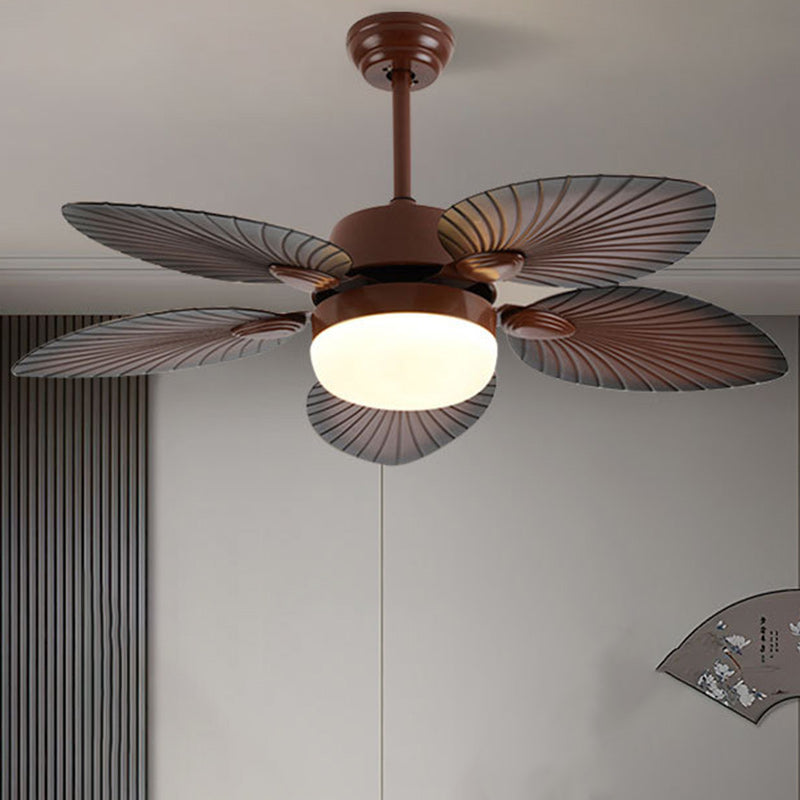 Banana leaf downrod ceiling fan light — brown ABS blades with acrylic LED diffuser | Casa Norex