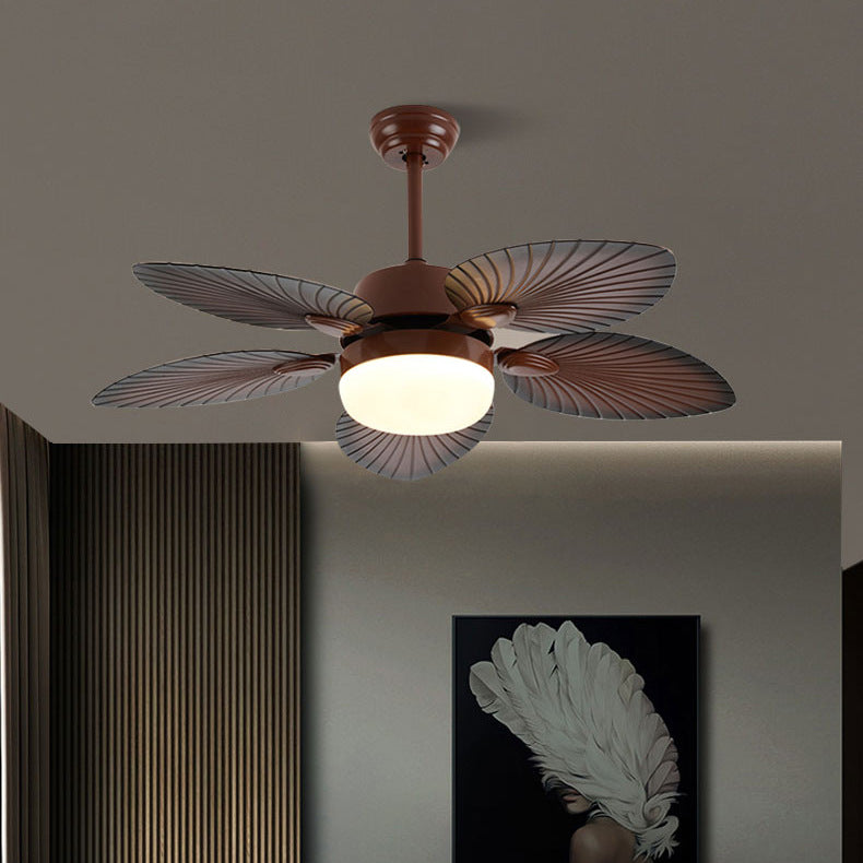 Close-up of acrylic LED diffuser glow on banana leaf ceiling fan light | Casa Norex