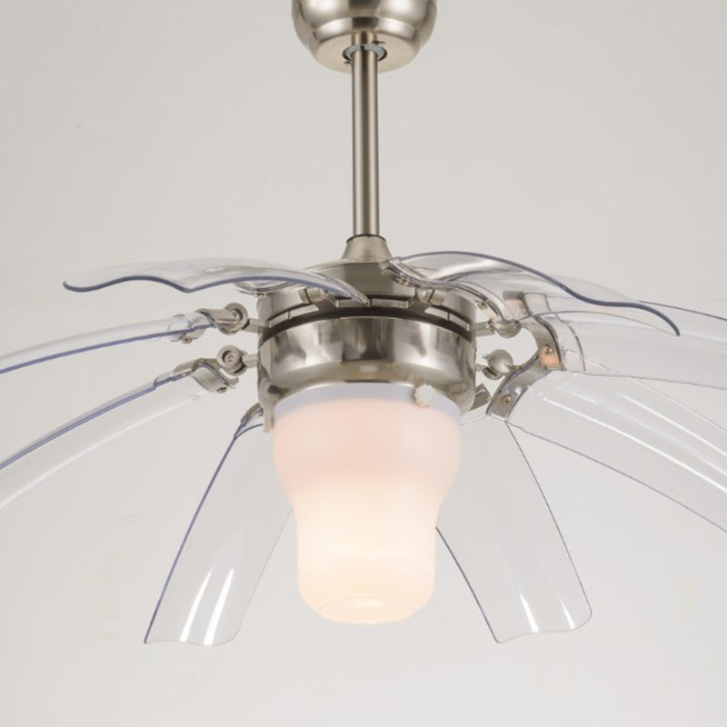 Traditional Vintage ABS Acrylic Metal Cone LED Downrods Ceiling Fan Light For Living Room