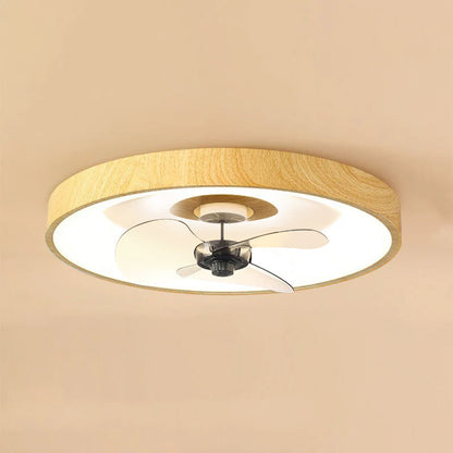 Modern Simplicity Round Iron Copper Acrylic LED Flush Mount Ceiling Fan Light For Bedroom