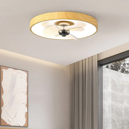 Modern Simplicity Round Iron Copper Acrylic LED Flush Mount Ceiling Fan Light For Bedroom