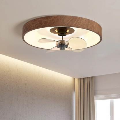 Modern Simplicity Round Iron Copper Acrylic LED Flush Mount Ceiling Fan Light For Bedroom