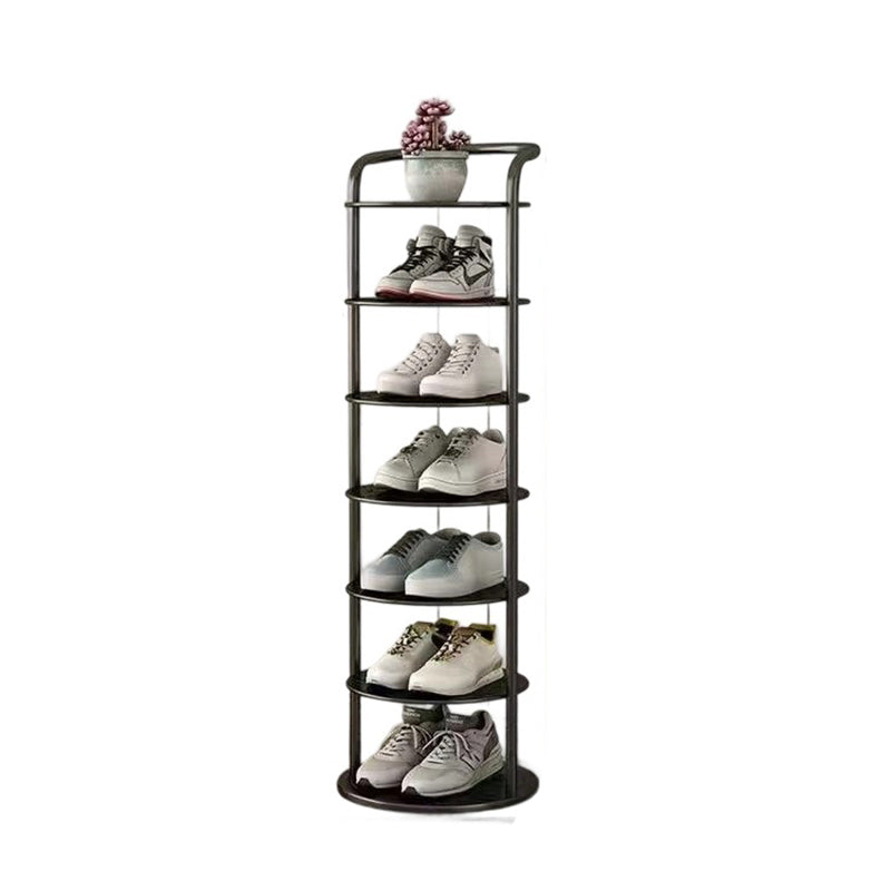 Round iron shoe rack base detail showing stability frame | Casa Norex