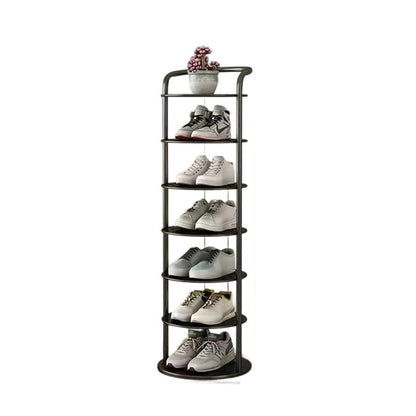 Round iron shoe rack base detail showing stability frame | Casa Norex