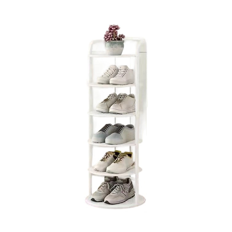 Assembled iron shoe rack with shoes arranged on each tier | Casa Norex