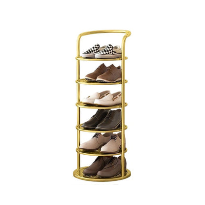 Iron shoe rack 6-tier configuration in gold finish | Casa Norex
