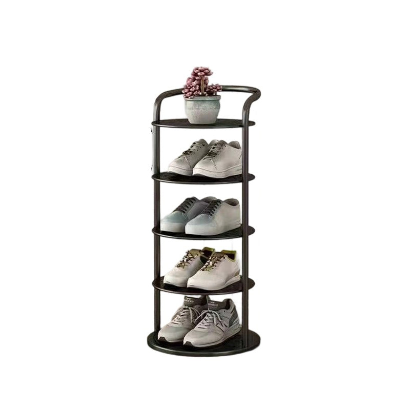 Iron shoe rack in white finish, full height 8-tier view | Casa Norex