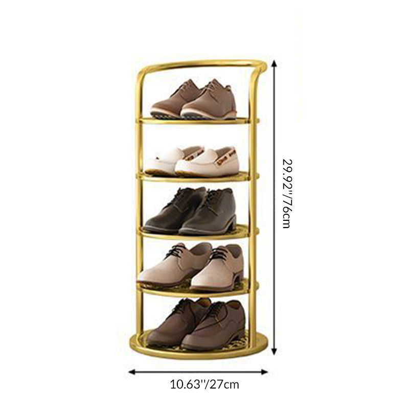 Round iron shoe rack side profile showing rounded silhouette | Casa Norex