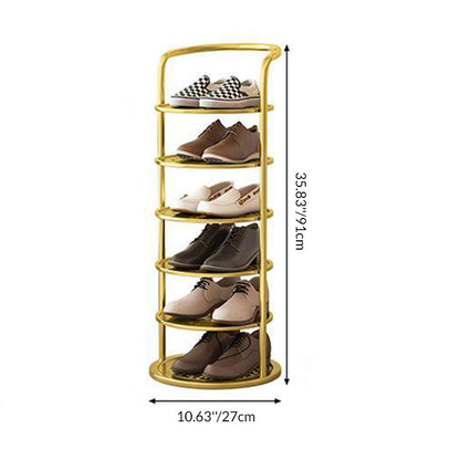Iron shoe rack tier spacing detail, front view | Casa Norex
